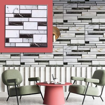 Autocolantes de parede 3D com padrão em mármore (10 unid.) | MARBLEBLOCKS